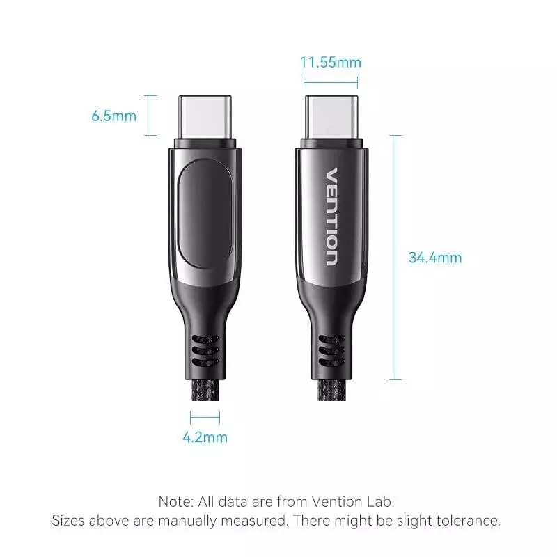 Câble Vention USB4.0 Type-C/Type-C 100W 1.2m - TAYBAV