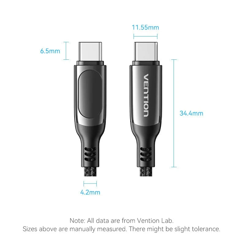 Câble Vention USB4.0 Type-C/Type-C 100W 1.2m - TAYBAV