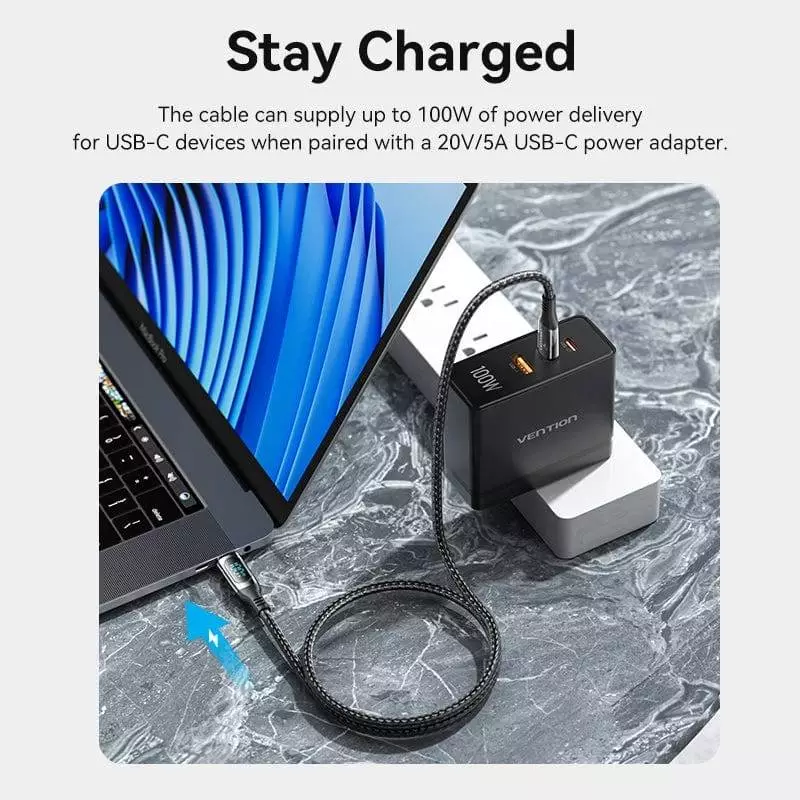 Câble Vention USB4.0 Type-C/Type-C 100W 1.2m - TAYBAV