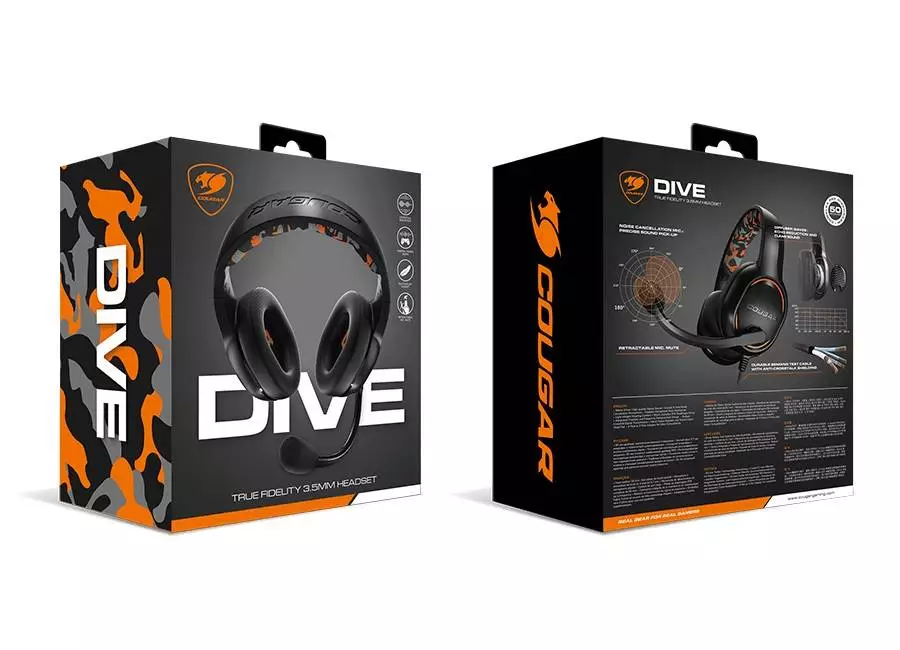 Геймърски слушалки COUGAR DIVE Gaming Headset, 50mm Complex Diaphragm Driver