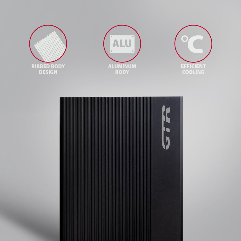 Външна кутия за диск AXAGON EE35-GTR USB-C 3.2 Gen 1, SATA 6G, 3.5" External HDD Black