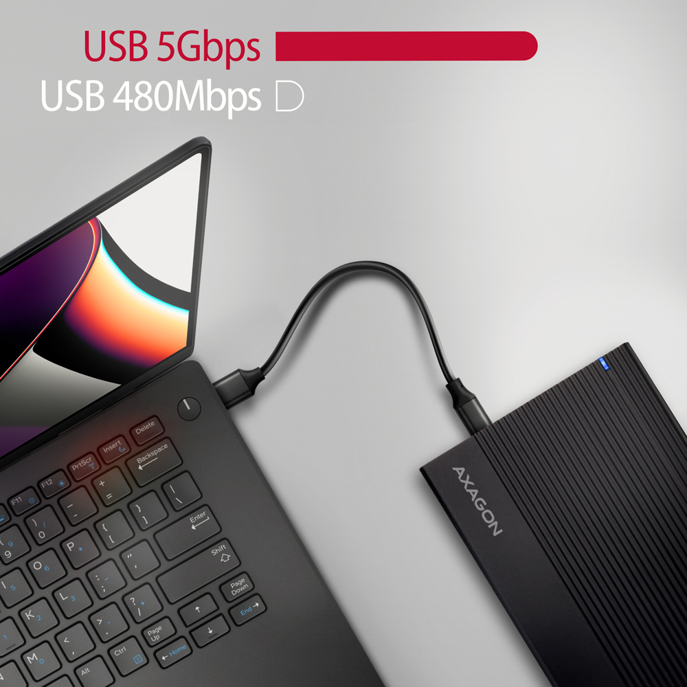Външна кутия за диск AXAGON EE25-GTR USB-C 3.2 Gen 2, SATA 6G, 2.5" External SSD/HDD Black