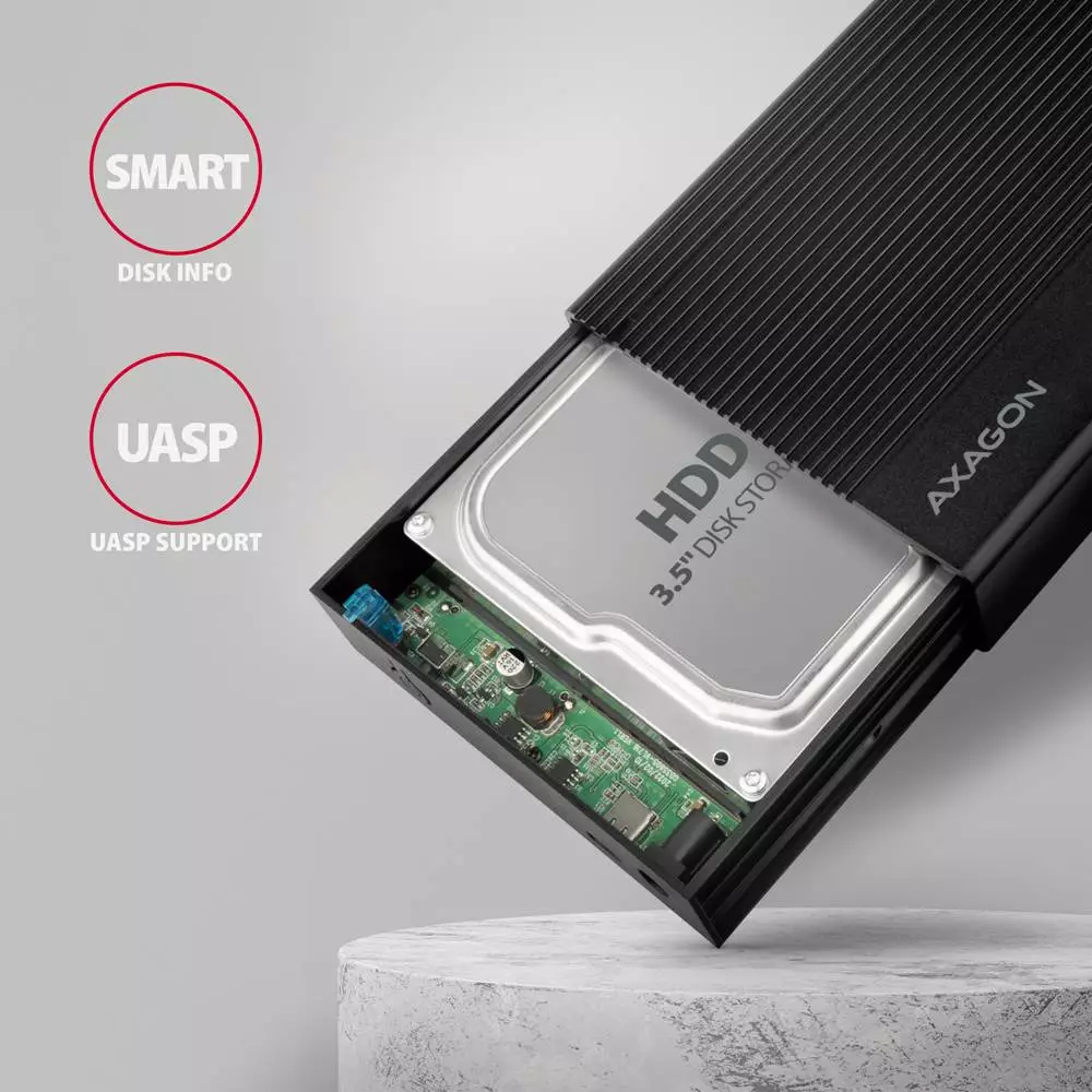 Външна кутия за диск AXAGON EE25-GTR USB-C 3.2 Gen 2, SATA 6G, 2.5" External SSD/HDD Black