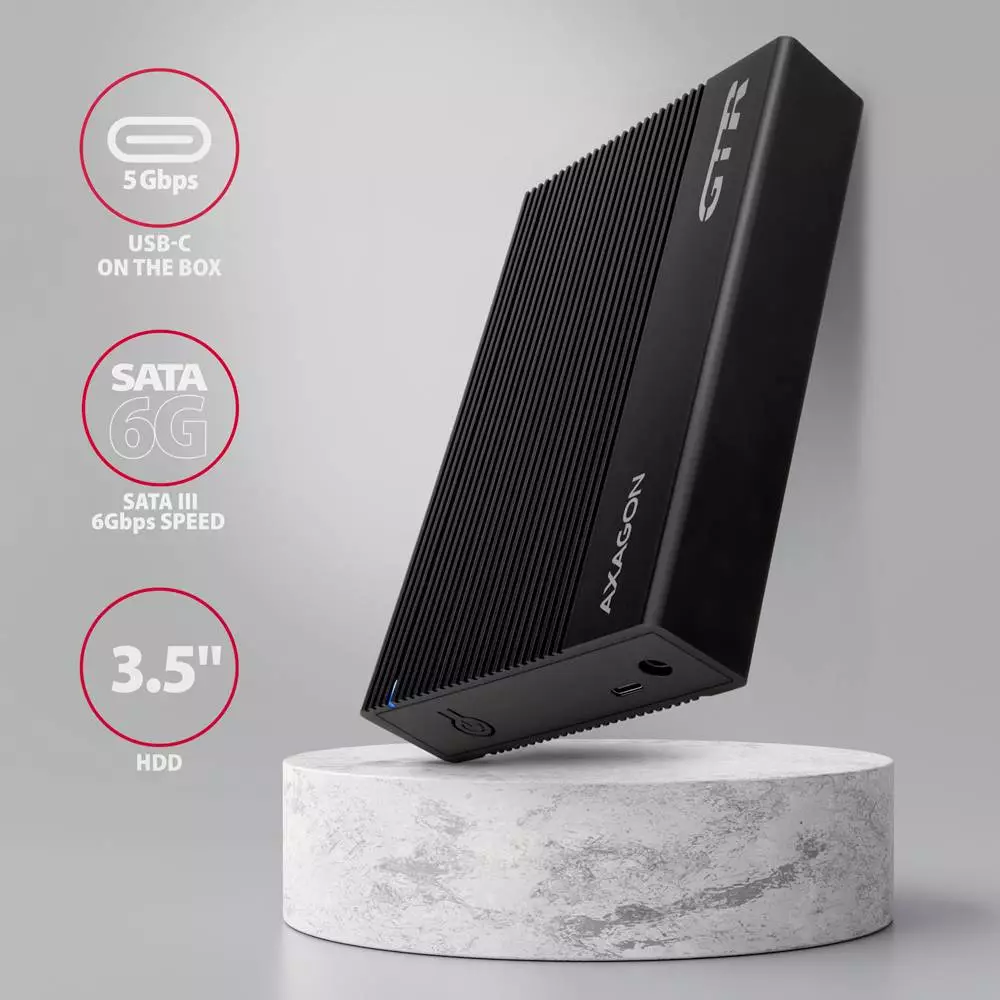 Външна кутия за диск AXAGON EE25-GTR USB-C 3.2 Gen 2, SATA 6G, 2.5" External SSD/HDD Black