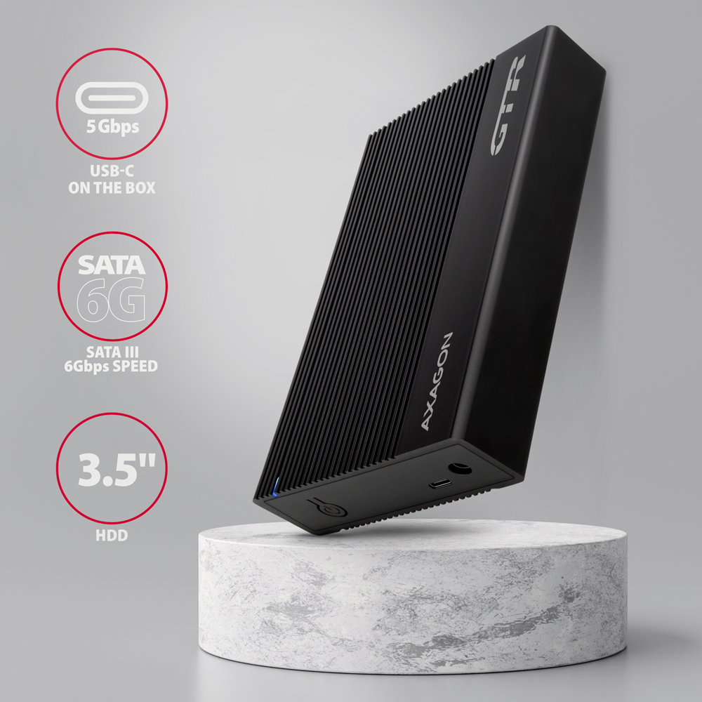 Външна кутия за диск AXAGON EE25-GTR USB-C 3.2 Gen 2, SATA 6G, 2.5" External SSD/HDD Black