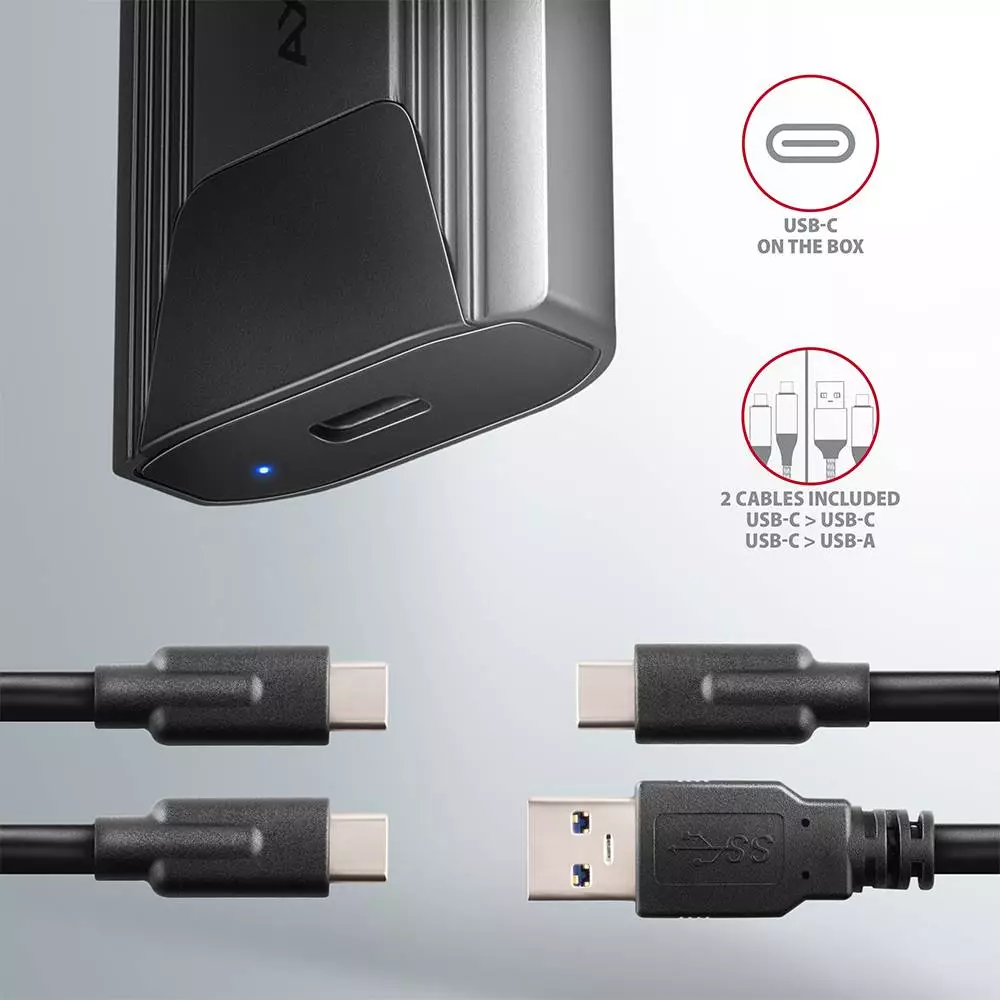 Външна кутия за диск AXAGON EEM2-GTSA USB-C 3.2 Gen 2 - M.2 NVMe SSD THIN SCREWLESS box