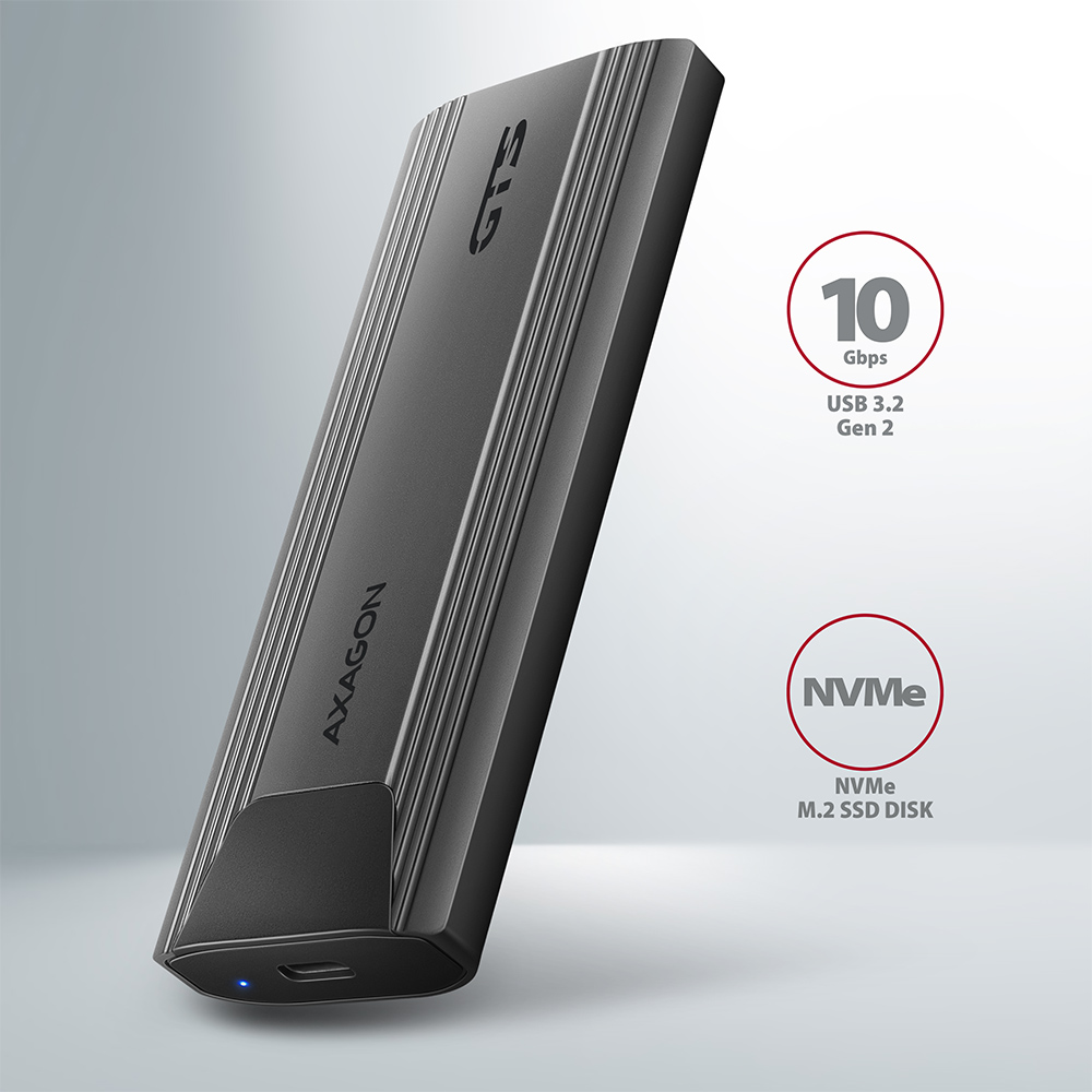Външна кутия за диск AXAGON EEM2-GTSA USB-C 3.2 Gen 2 - M.2 NVMe SSD THIN SCREWLESS box