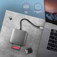 Четец за карти памет Aluminum high-speed USB-C 3.2 Gen 1 memory card reader. 3 slots, UHS-II.