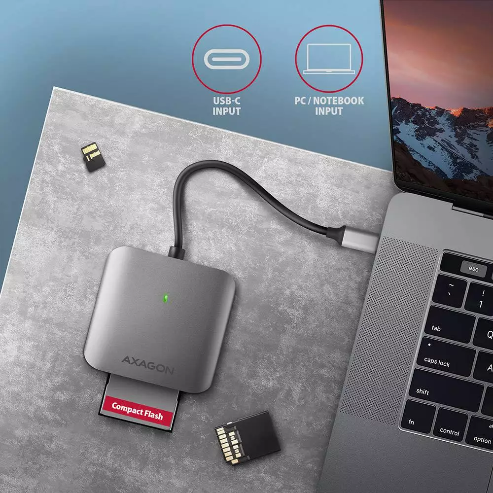 Четец за карти памет Aluminum high-speed USB-C 3.2 Gen 1 memory card reader. 3 slots, UHS-II.