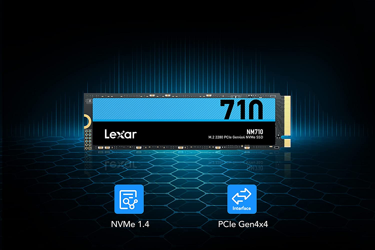 Диск SSD Lexar NM710, 2TB High Speed M.2 2280 NVMe PCIe Gen 4 x4 - LNM710X002T-RNNNG