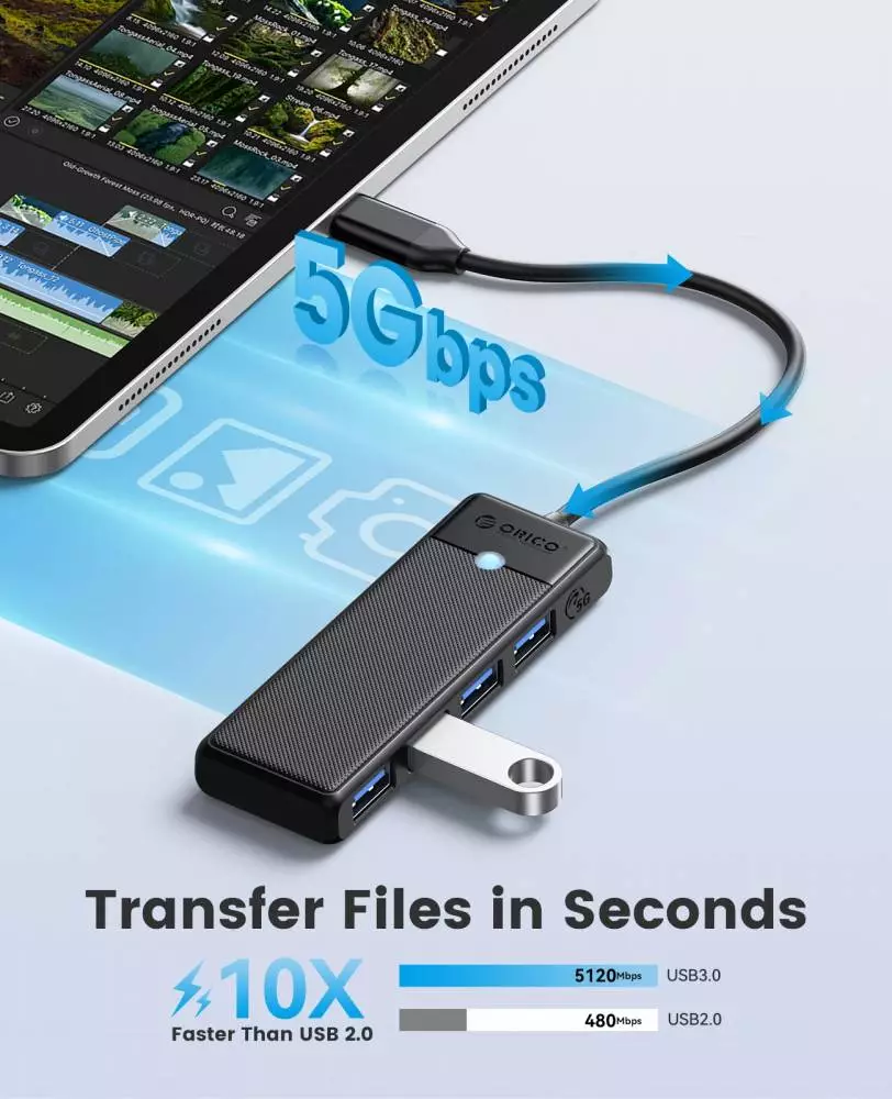 Orico διανομέας USB3.1 HUB Type-C - 4 x USB3.0 - PAPW4A-C3-015-BK