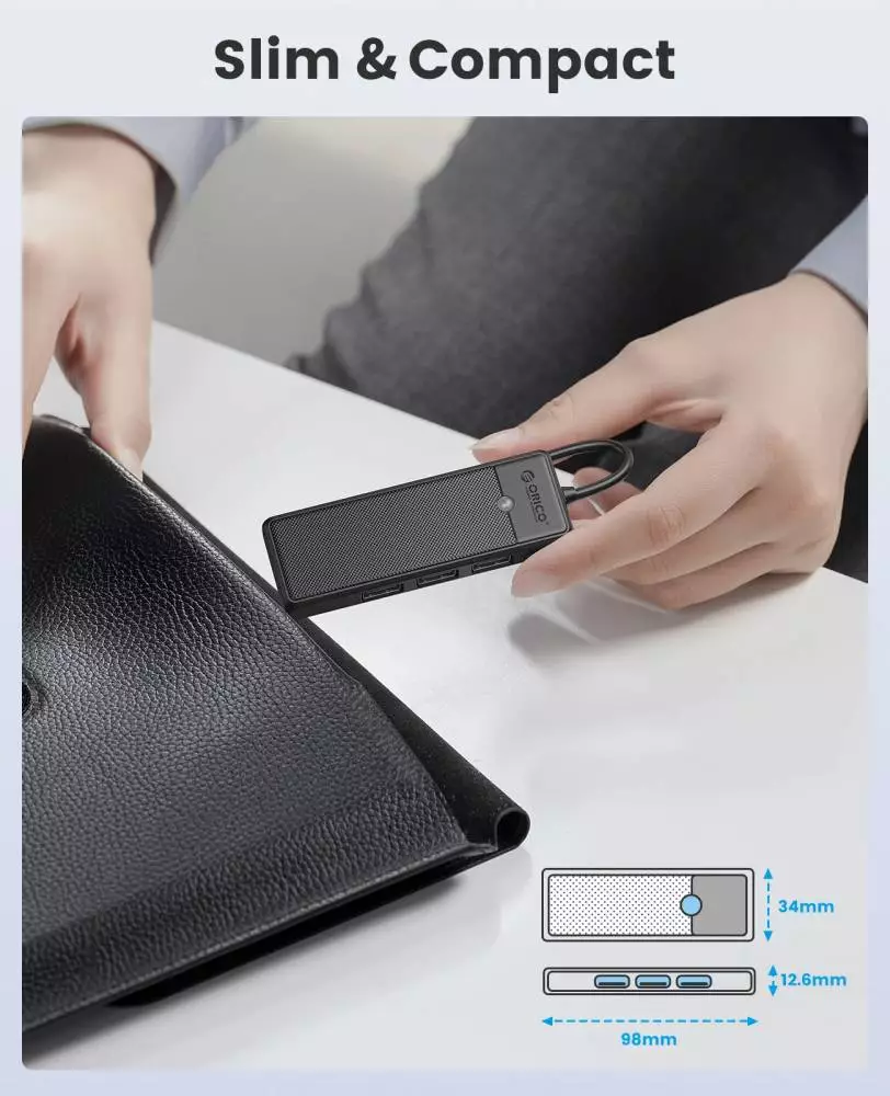 Orico διανομέας USB3.0 HUB - 3 x USB3.0, SD, TF - PAPW3AT-U3-015-BK