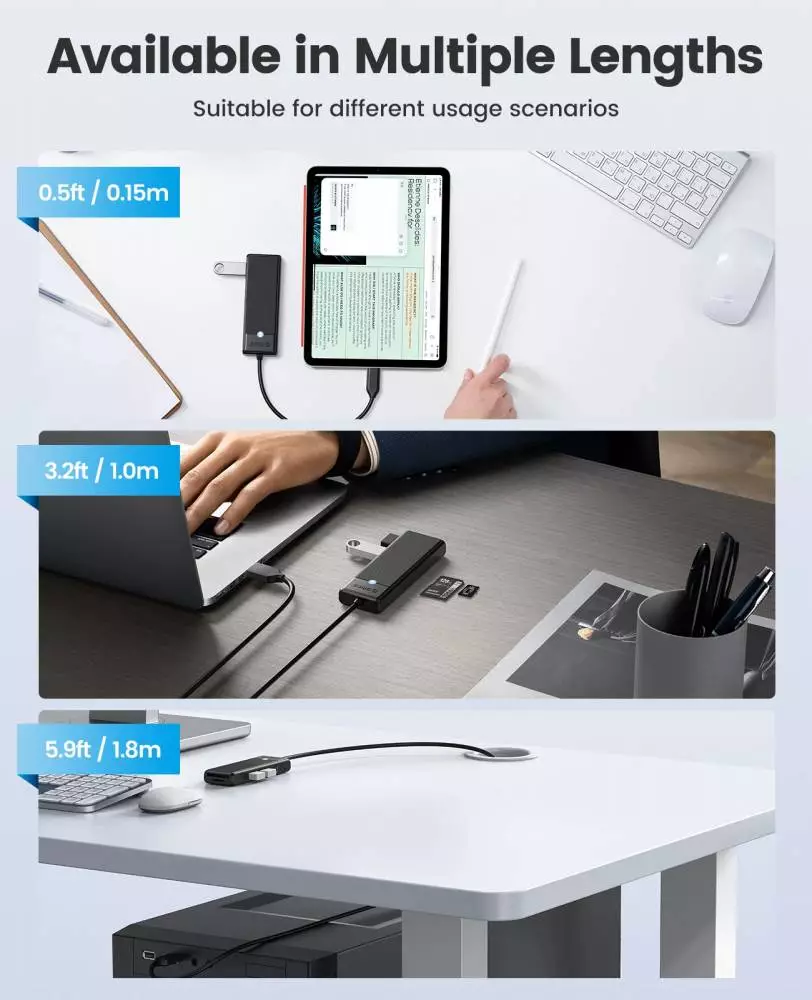 Orico διανομέας USB3.0 HUB - 3 x USB3.0, SD, TF - PAPW3AT-U3-015-BK