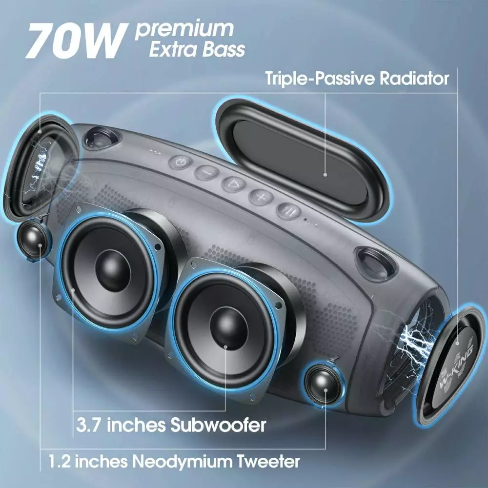 W-King Блутут мобилна колонка Bluetooth Speaker - X10 Black- 70W