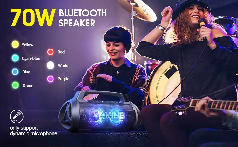 W-King Блутут мобилна парти колонка Bluetooth Party Speaker - D10 Black - 70W, Karaoke mic input, Light Show