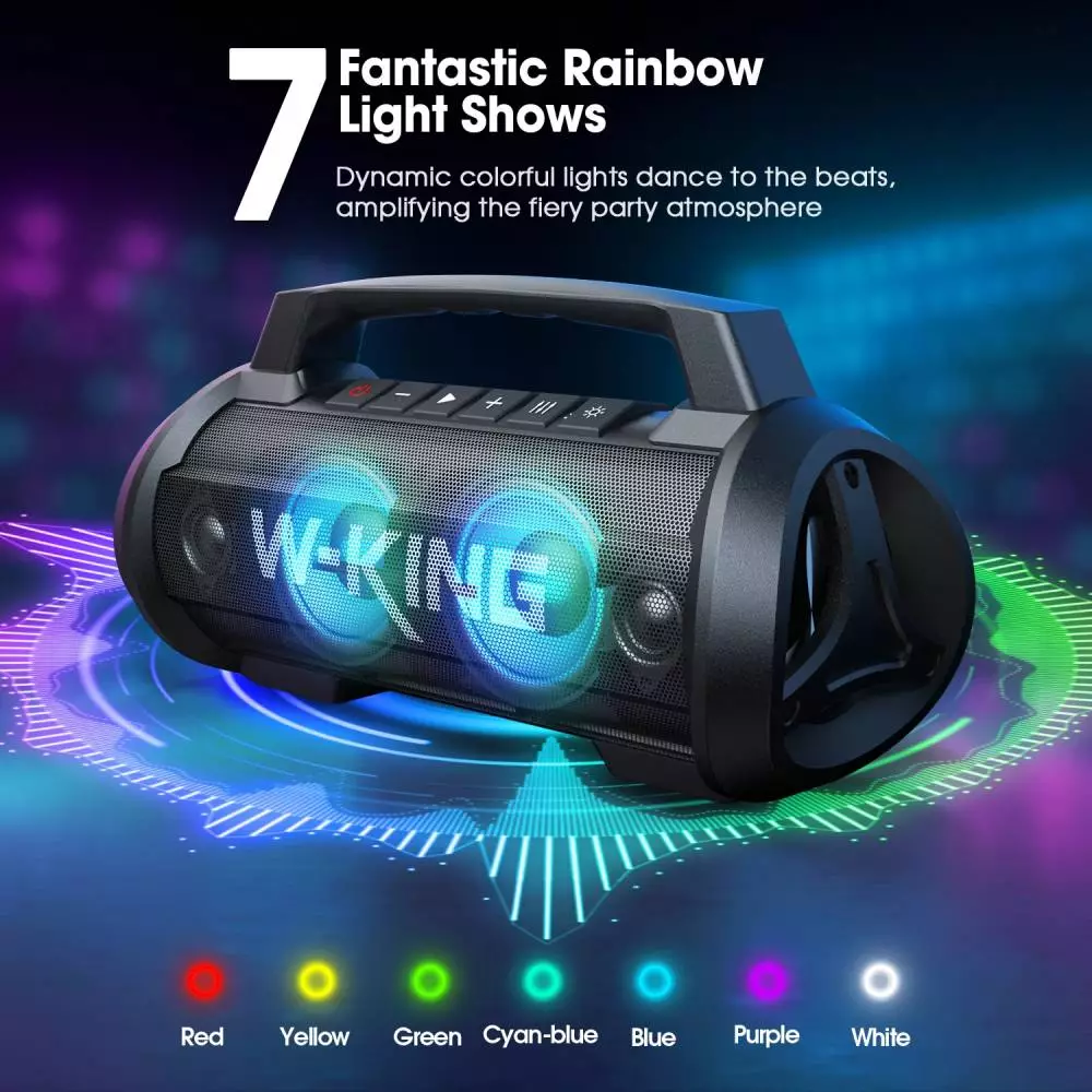 W-King Блутут мобилна парти колонка Bluetooth Party Speaker - D10 Black - 70W, Karaoke mic input, Light Show
