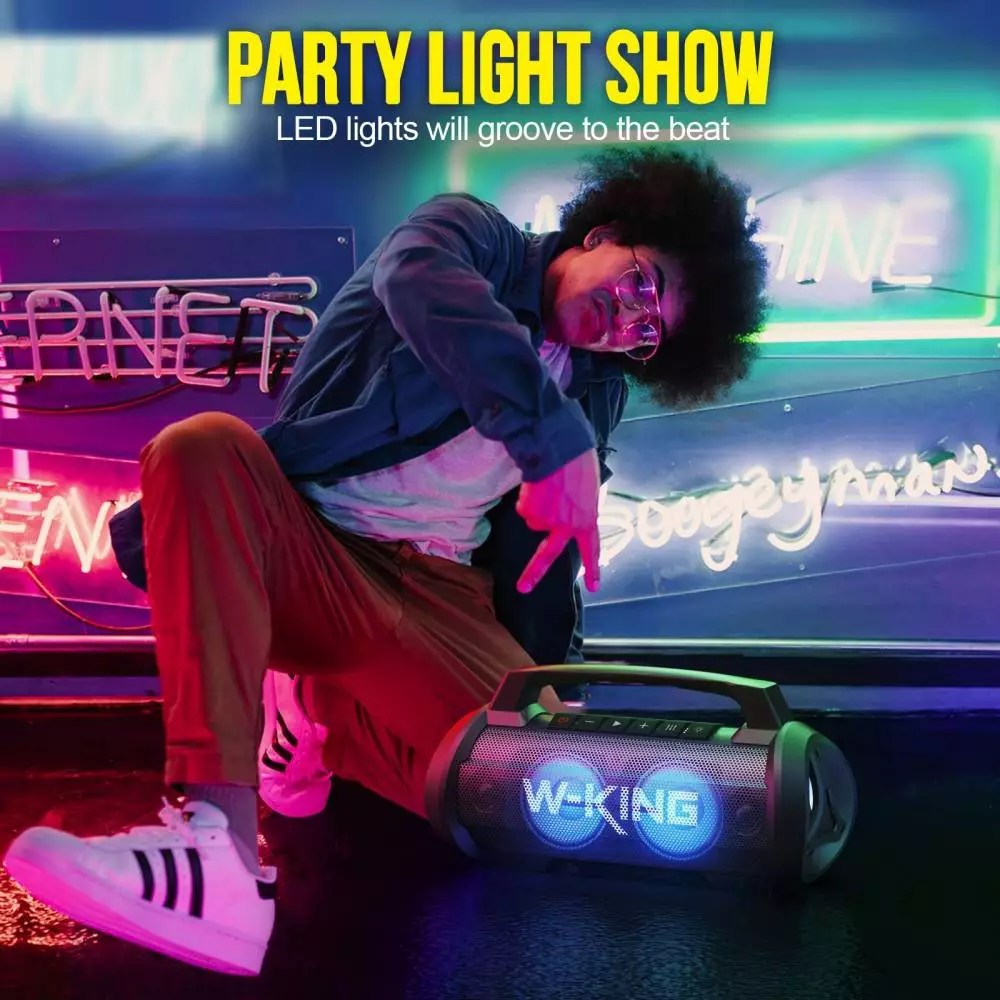 W-King Блутут мобилна парти колонка Bluetooth Party Speaker - D10 Black - 70W, Karaoke mic input, Light Show