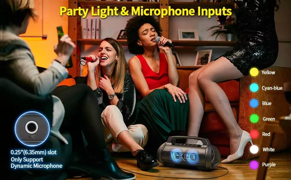 W-King Блутут мобилна парти колонка Bluetooth Party Speaker - D10 Black - 70W, Karaoke mic input, Light Show