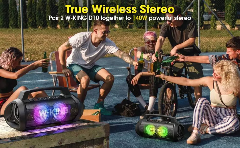 W-King Блутут мобилна парти колонка Bluetooth Party Speaker - D10 Black - 70W, Karaoke mic input, Light Show