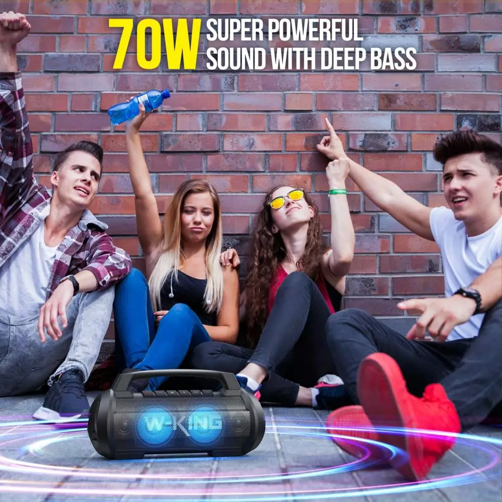 W-King Блутут мобилна парти колонка Bluetooth Party Speaker - D10 Black - 70W, Karaoke mic input, Light Show