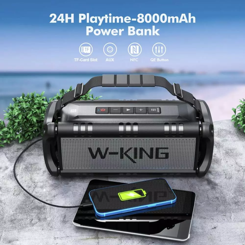 W-King Блутут мобилна колонка Bluetooth Speaker - D8 Black - 50W