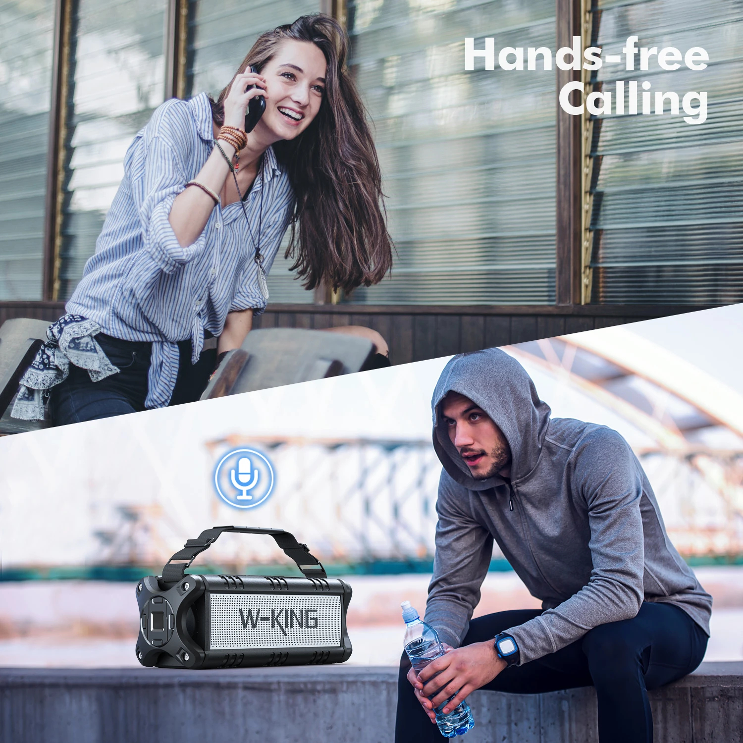 W-King Блутут мобилна колонка Bluetooth Speaker - D8 Black - 50W