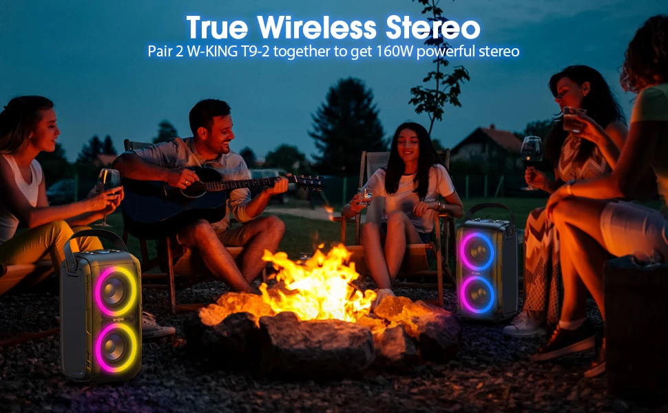 W-King Блутут парти колона Bluetooth Party Speaker - T9 Black - 80W, Wireless Microphone, Karaoke