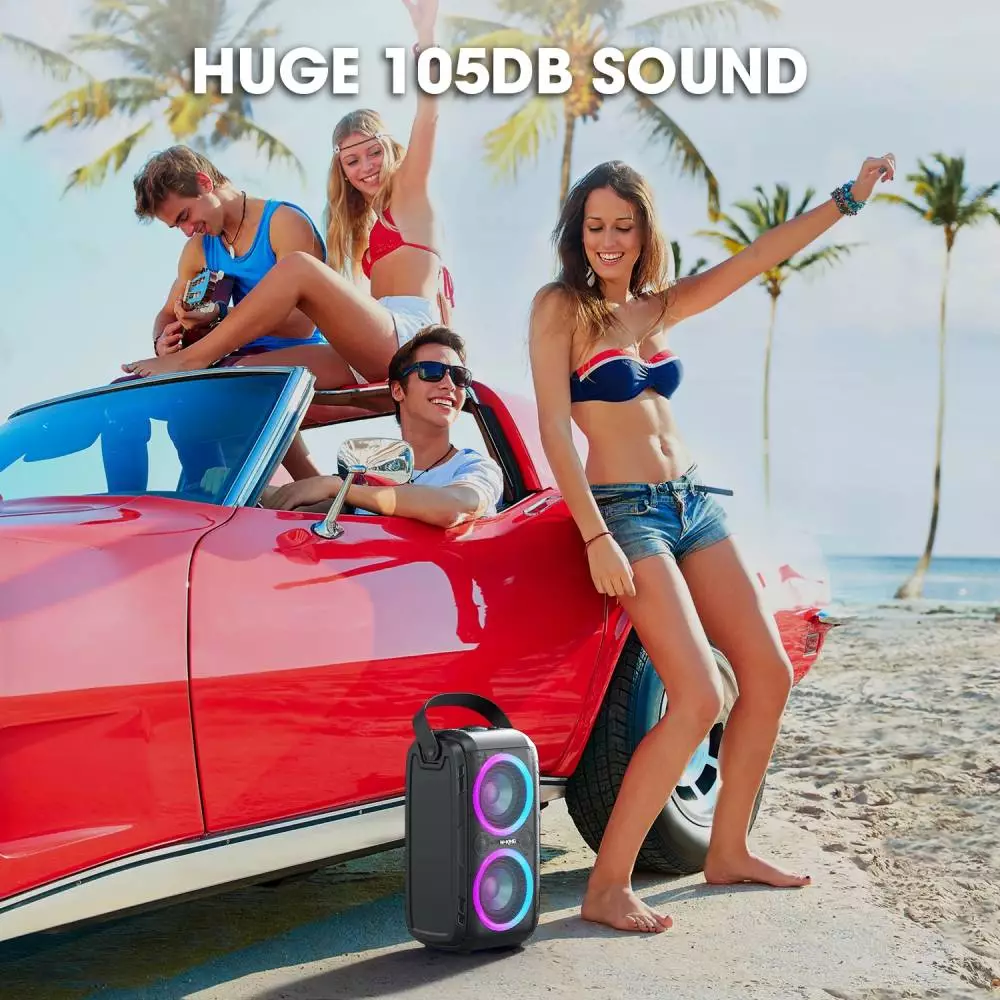 W-King Блутут парти колона Bluetooth Party Speaker - T9 Black - 80W, Wireless Microphone, Karaoke
