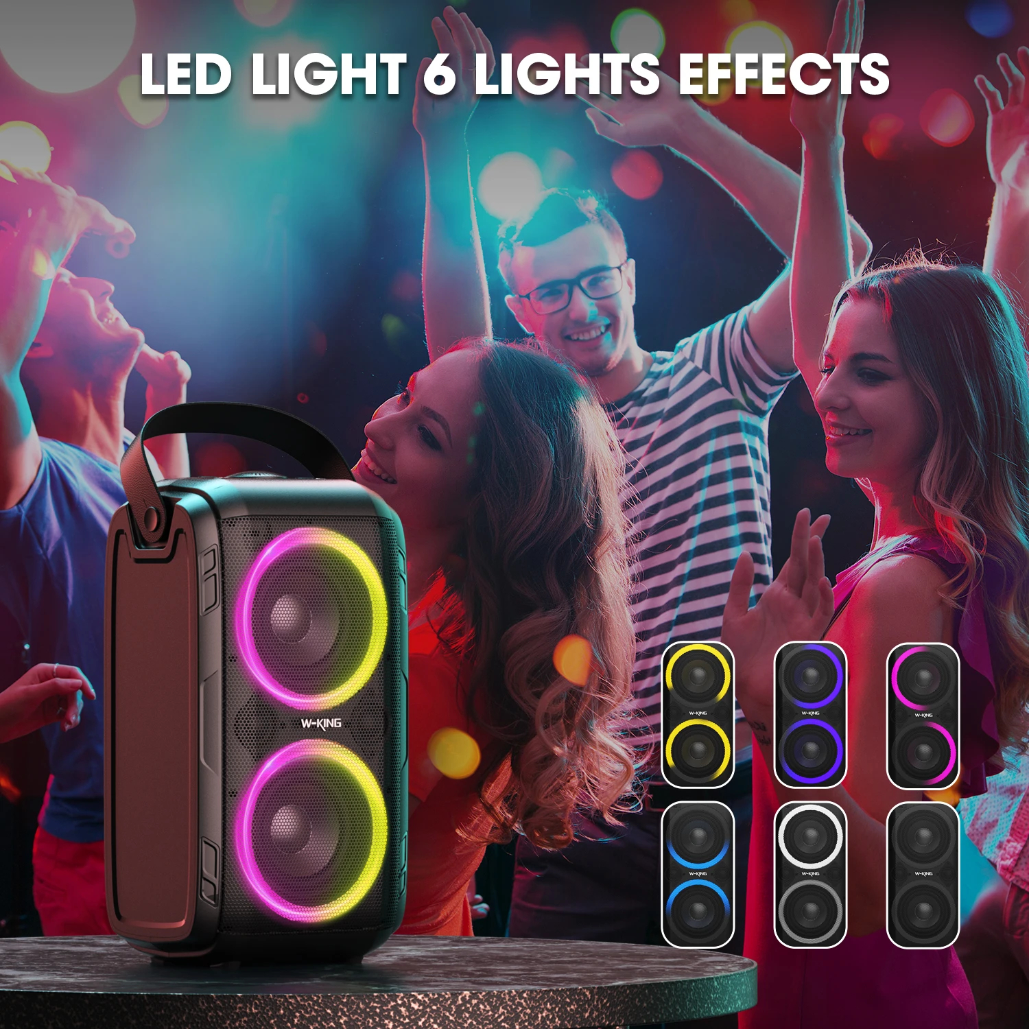 W-King Блутут парти колона Bluetooth Party Speaker - T9 Black - 80W, Wireless Microphone, Karaoke