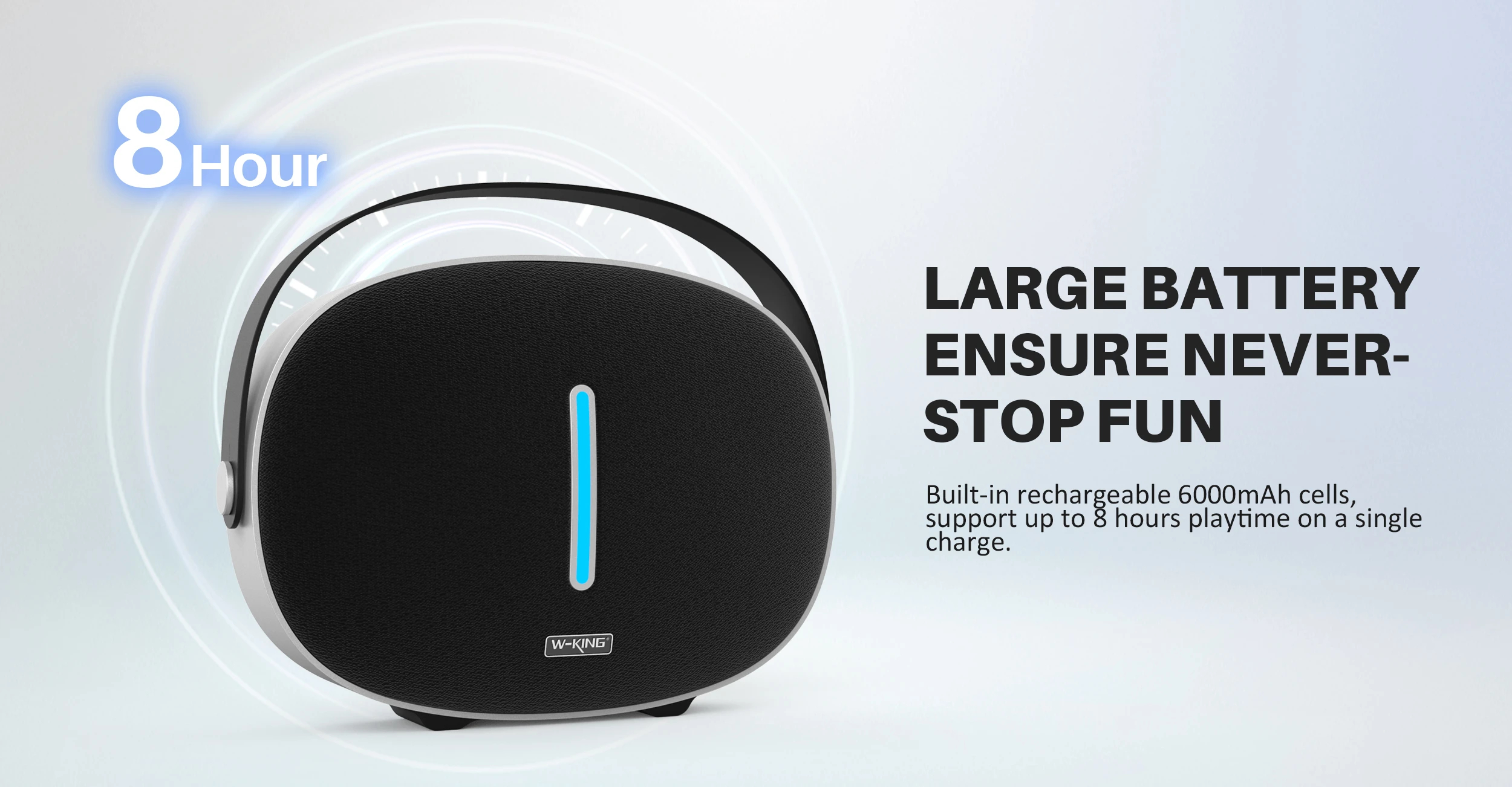 W-King Блутут мобилна колонка Bluetooth Speaker - T8 Black - 30W, Deep Bass