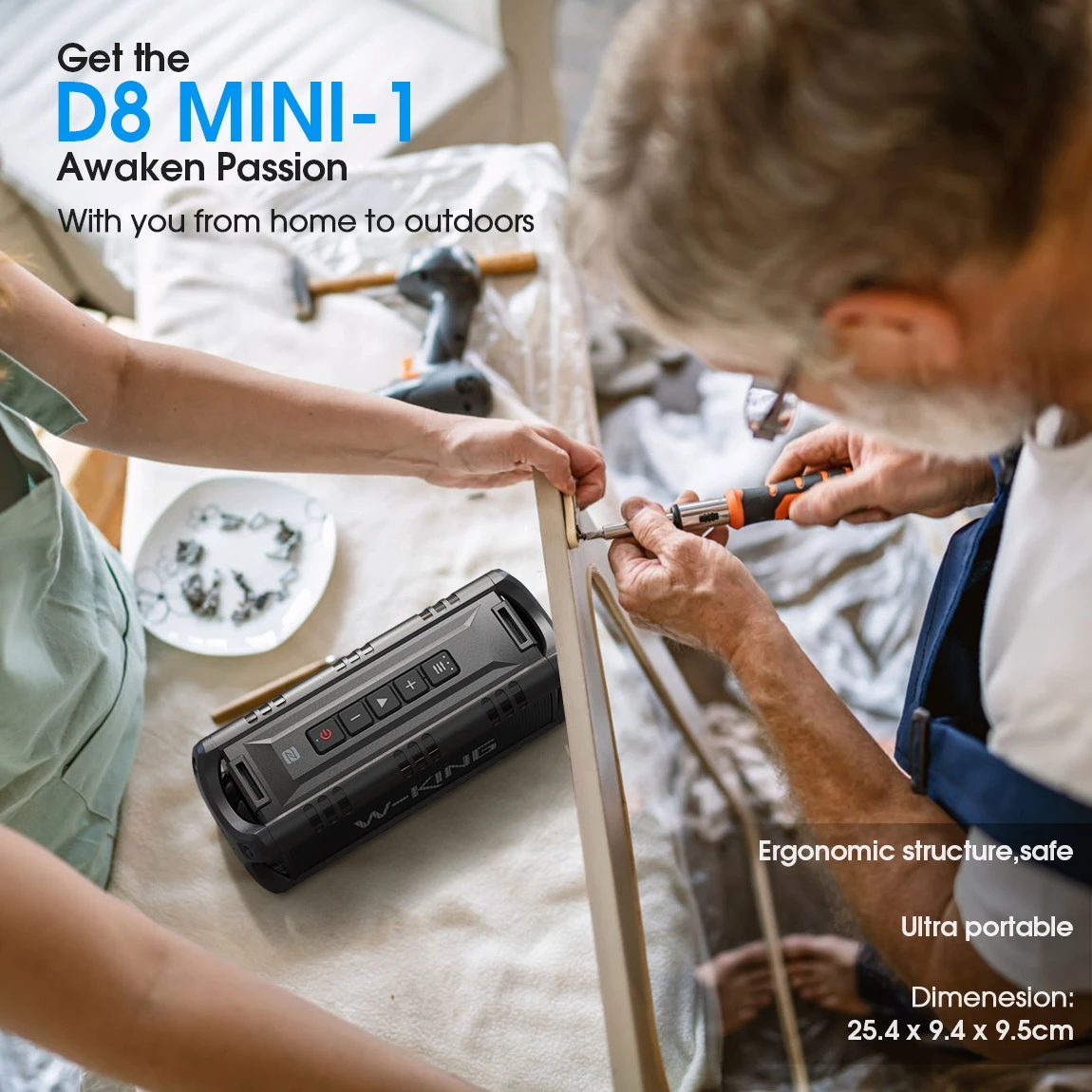 W-King Блутут мобилна колонка Bluetooth Speaker - D8 Mini Black - 30W
