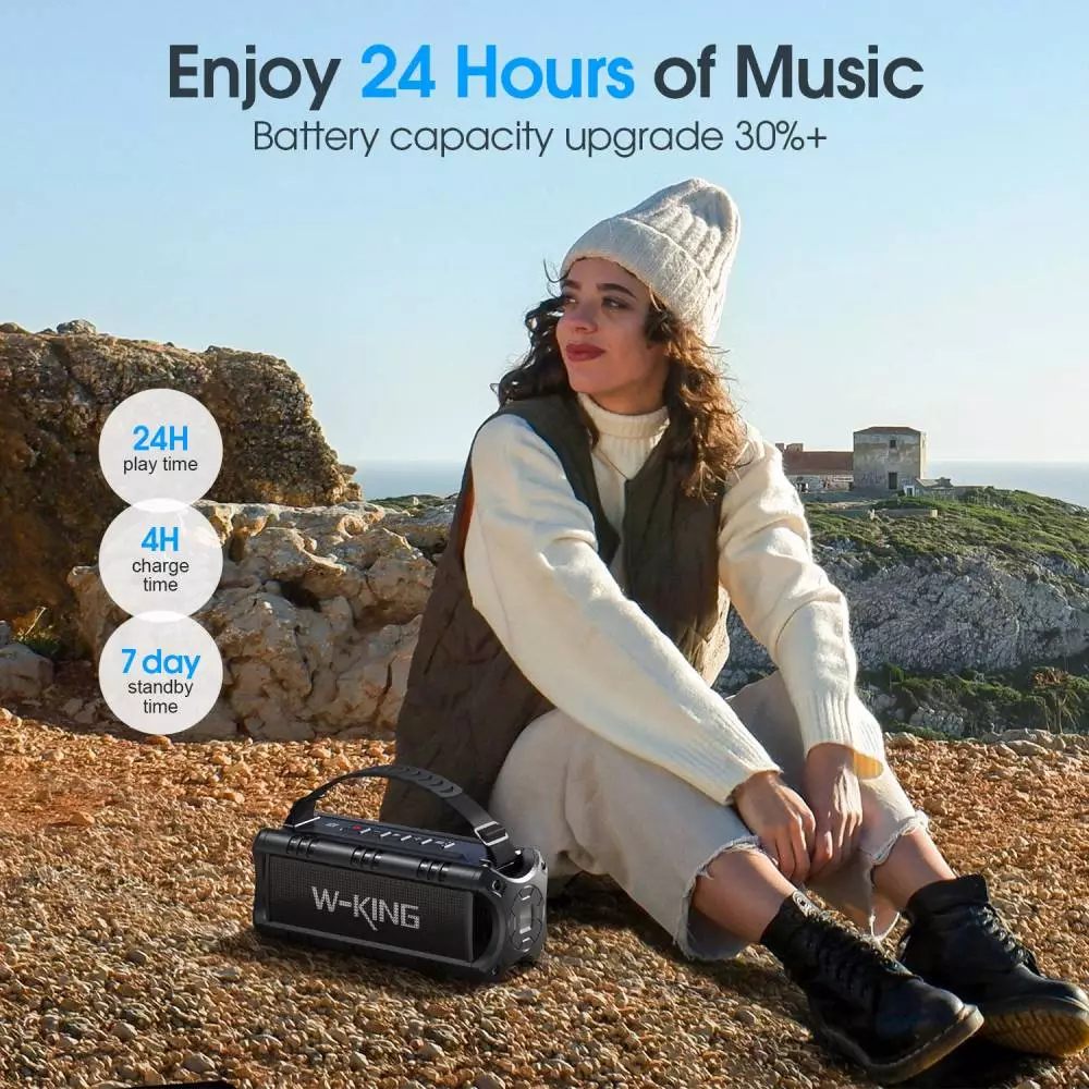W-King Блутут мобилна колонка Bluetooth Speaker - D8 Mini Black - 30W