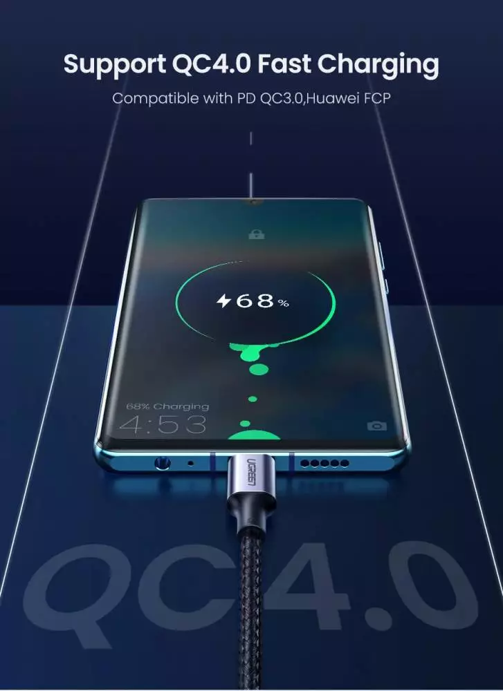 Ugreen кабел USB 2.0 Type-C М/М US316, 100W, 5A, 3m - 90120