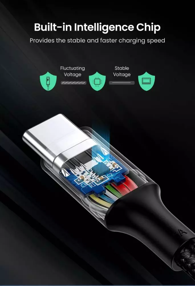 Ugreen кабел USB 2.0 Type-C М/М US316, 100W, 5A, 3m - 90120
