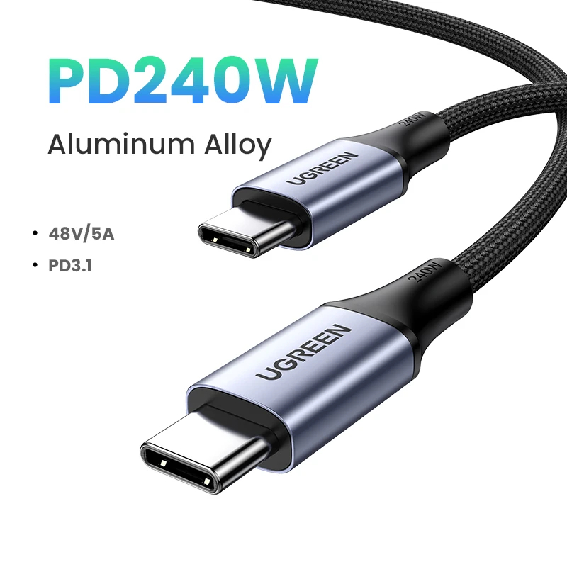 Ugreen кабел USB 2.0 Type-C М/М US535, 240W, 5А, 2m - 90440