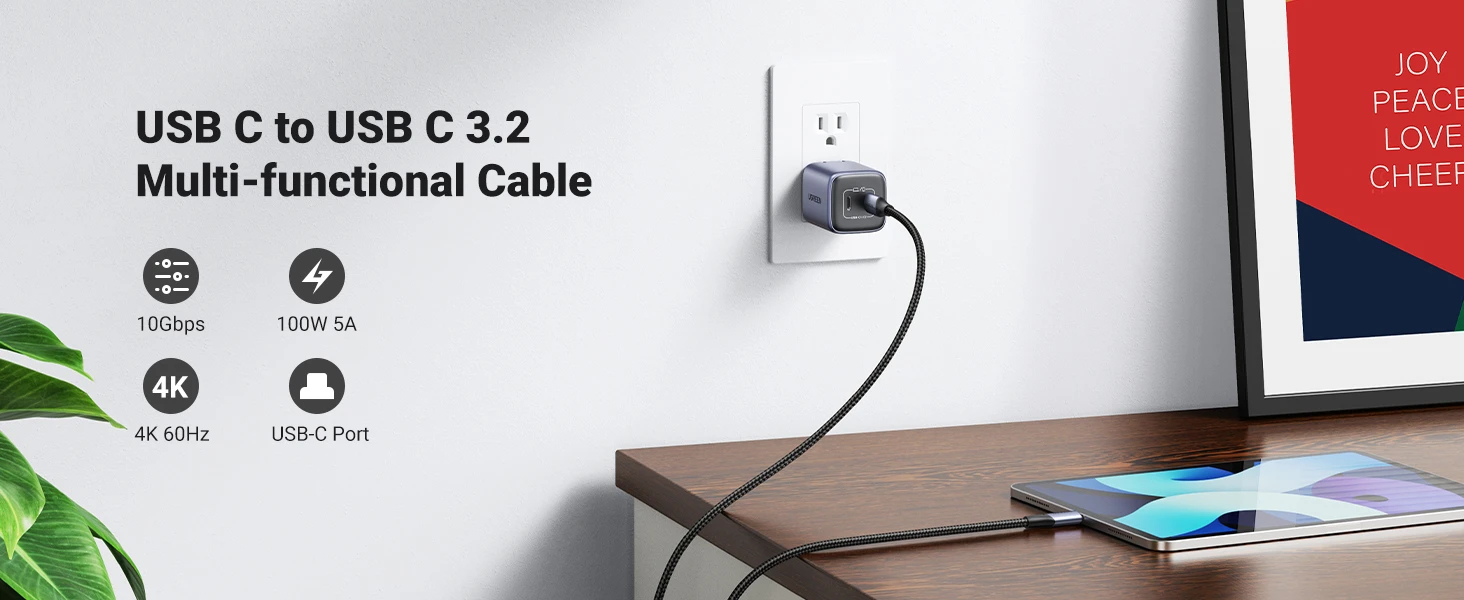Ugreen кабел USB3.1 Type-C Gen2 M/M US355, 10Gbps, 100W, 5A, 1m - 80150