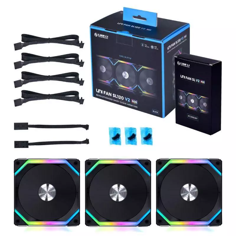 Вентилатори Lian-Li UNI SL120 V2 RGB PWM 3 x 120mm + Controller Black