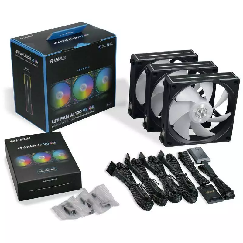 Вентилатори Lian-Li UNI AL120 V2 ARGB PWM 3pack + Controller Black