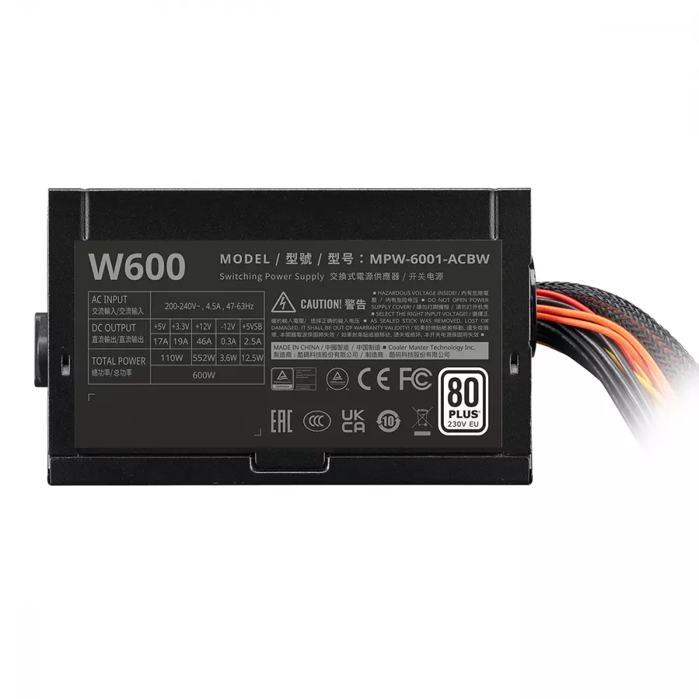 Захранване Cooler Master Elite Nex 600W 230V, 80 Plus White PSU - MPW-6001-ACBW-BEU