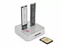 Докинг станция Delock 1 x M.2 NVMe SSD + 1 x M.2 SATA SSD, SD Express Card Reader, Клониране