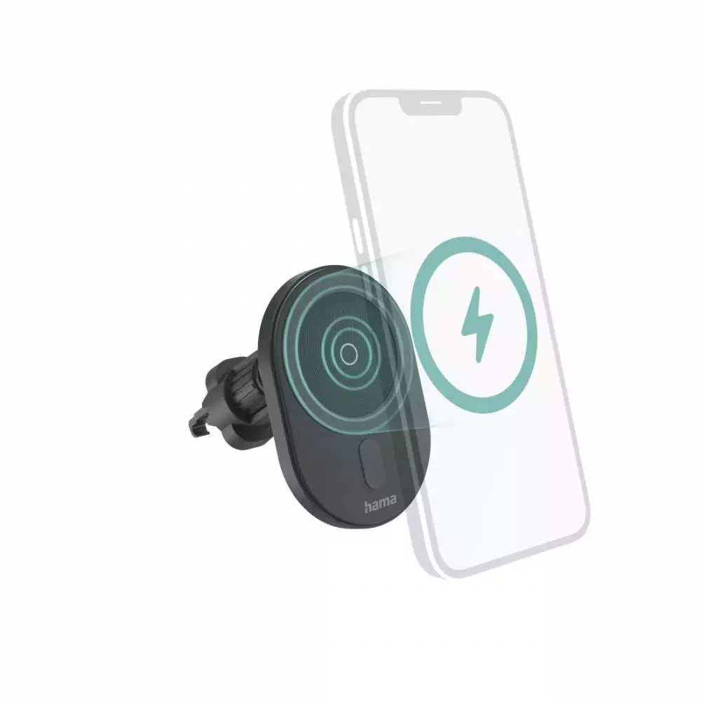 Безжично зарядно HAMA MagCharge Car FC15, 15W, Магнитно, За кола, Черен
