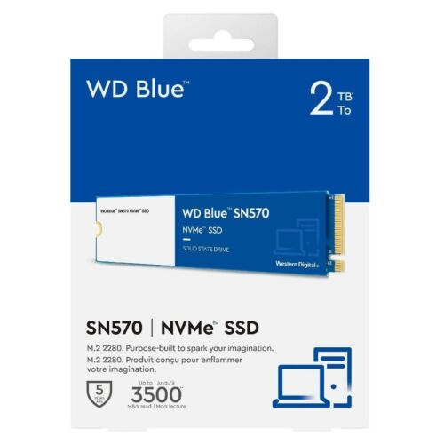 Диск SSD WD Blue SN570, 2TB M.2 2280 NVMe PCIe Gen3 x4 - WDS200T3B0C