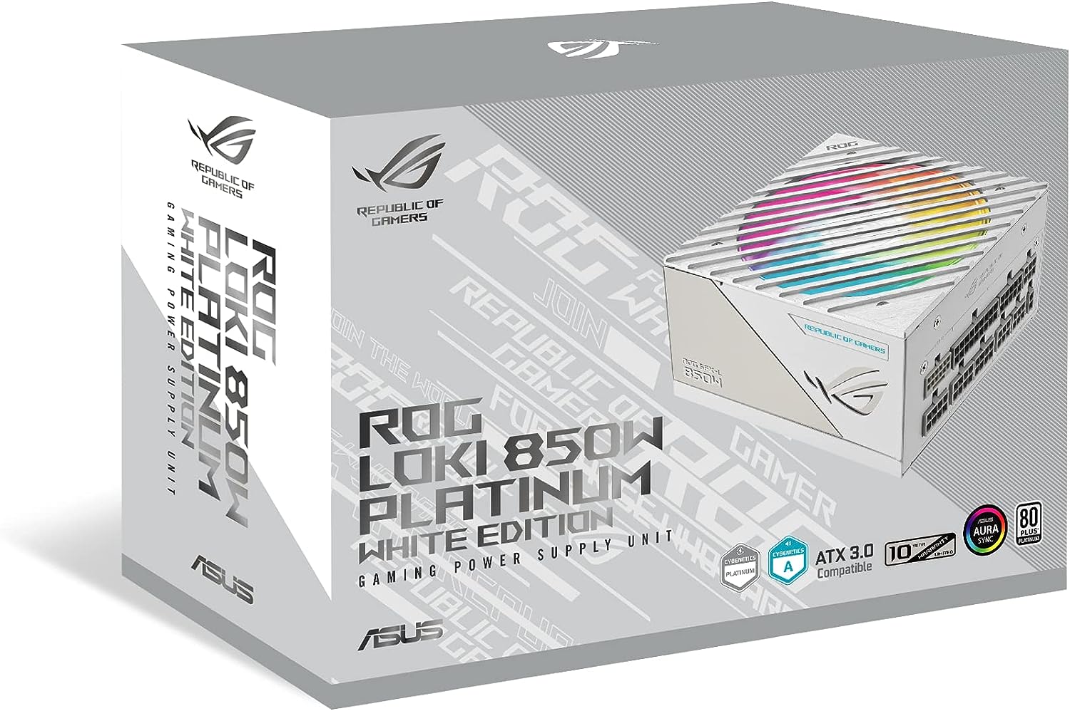 Захранване ASUS ROG Loki SFX-L 850W Platinum White Edition ATX 3.0, PCIe Gen5 PSU, ARGB Fan Aura Sync - 90YE00N2-B0NA00