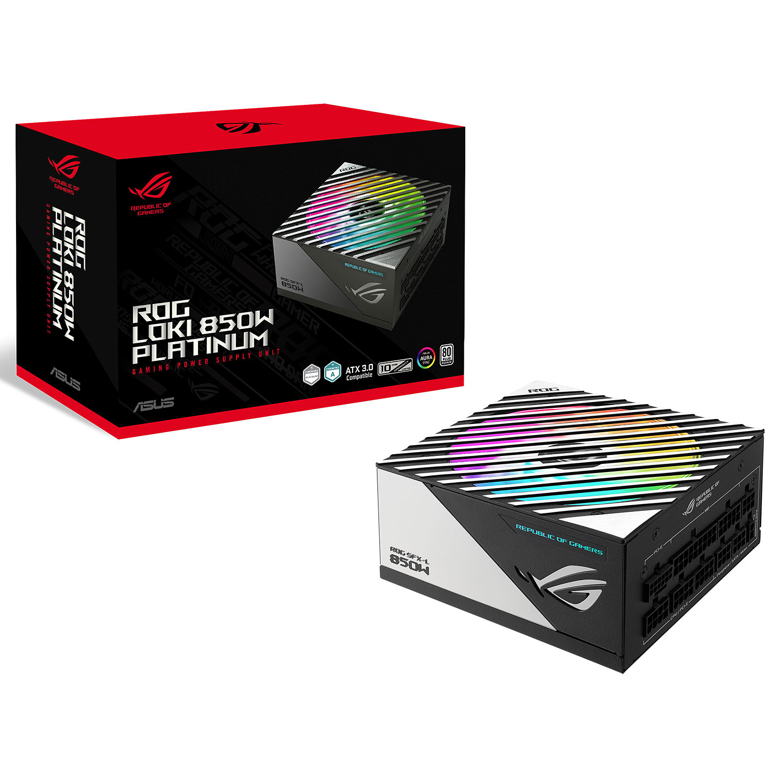 Захранване ASUS ROG Loki SFX-L 850W Platinum ATX 3.0, PCIe Gen5 PSU, ARGB Fan Aura Sync - 90YE00N3-B0NA00