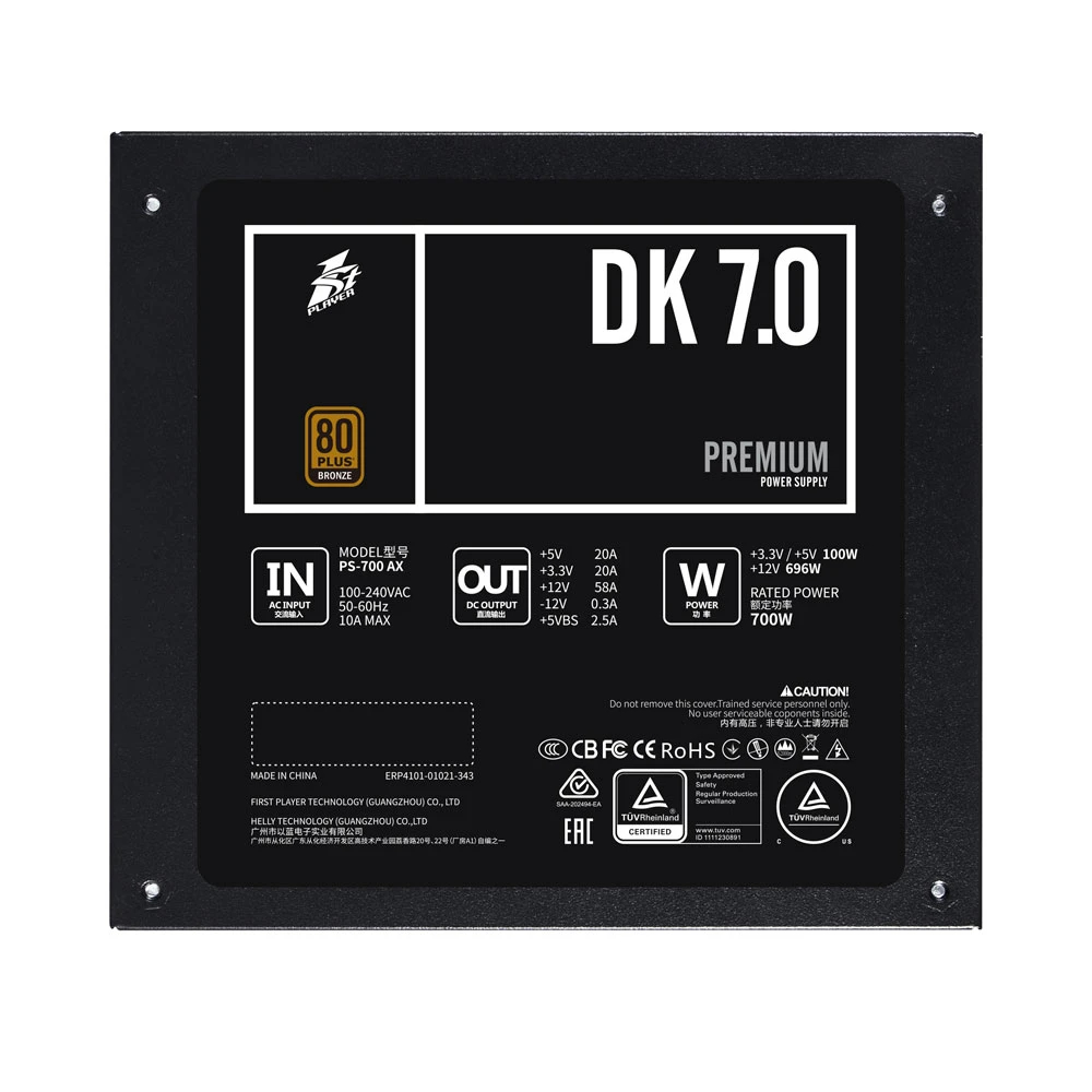 Захранване 1stPlayer PS-700AX PSU 700W 80 Plus Bronze 