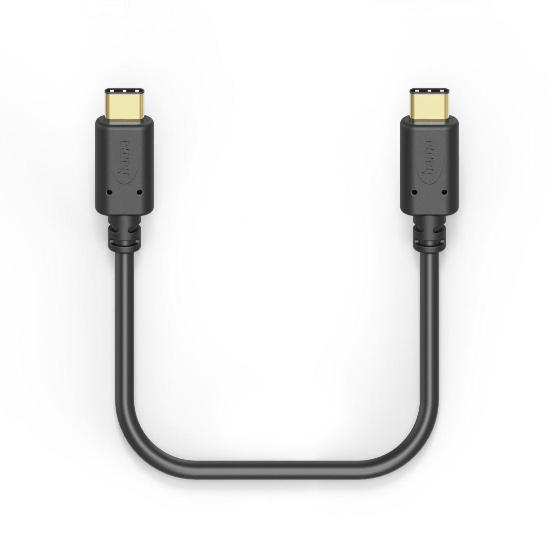 HAMA Kabel USB-C männlich – USB-C männlich, 1.5m, 480Mb/s, vergoldete Stecker