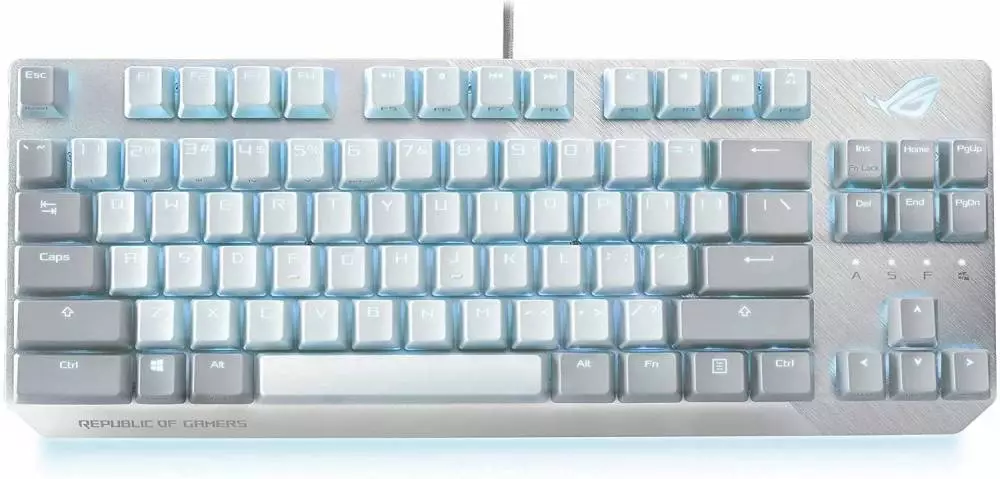 Геймърска механична клавиатура ASUS ROG Strix Scope NX TKL Moonlight White RGB - 90MP02B6-BKUA00