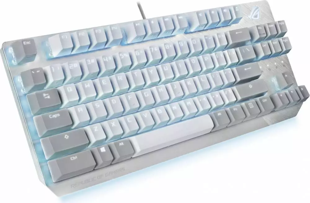 Геймърска механична клавиатура ASUS ROG Strix Scope NX TKL Moonlight White RGB - 90MP02B6-BKUA00
