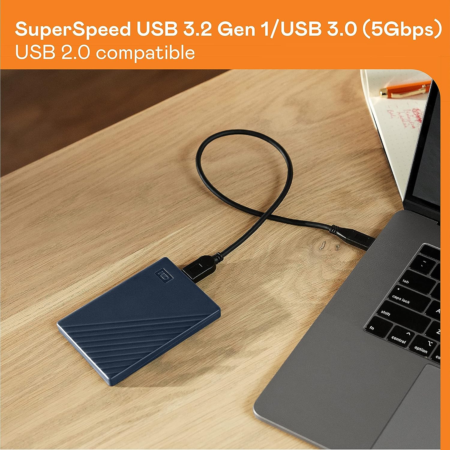 Външен диск WD My Passport for MAC, 4TB, Blue, USB 3.2 Gen 1 - WDBA2F0040BBL-WESN