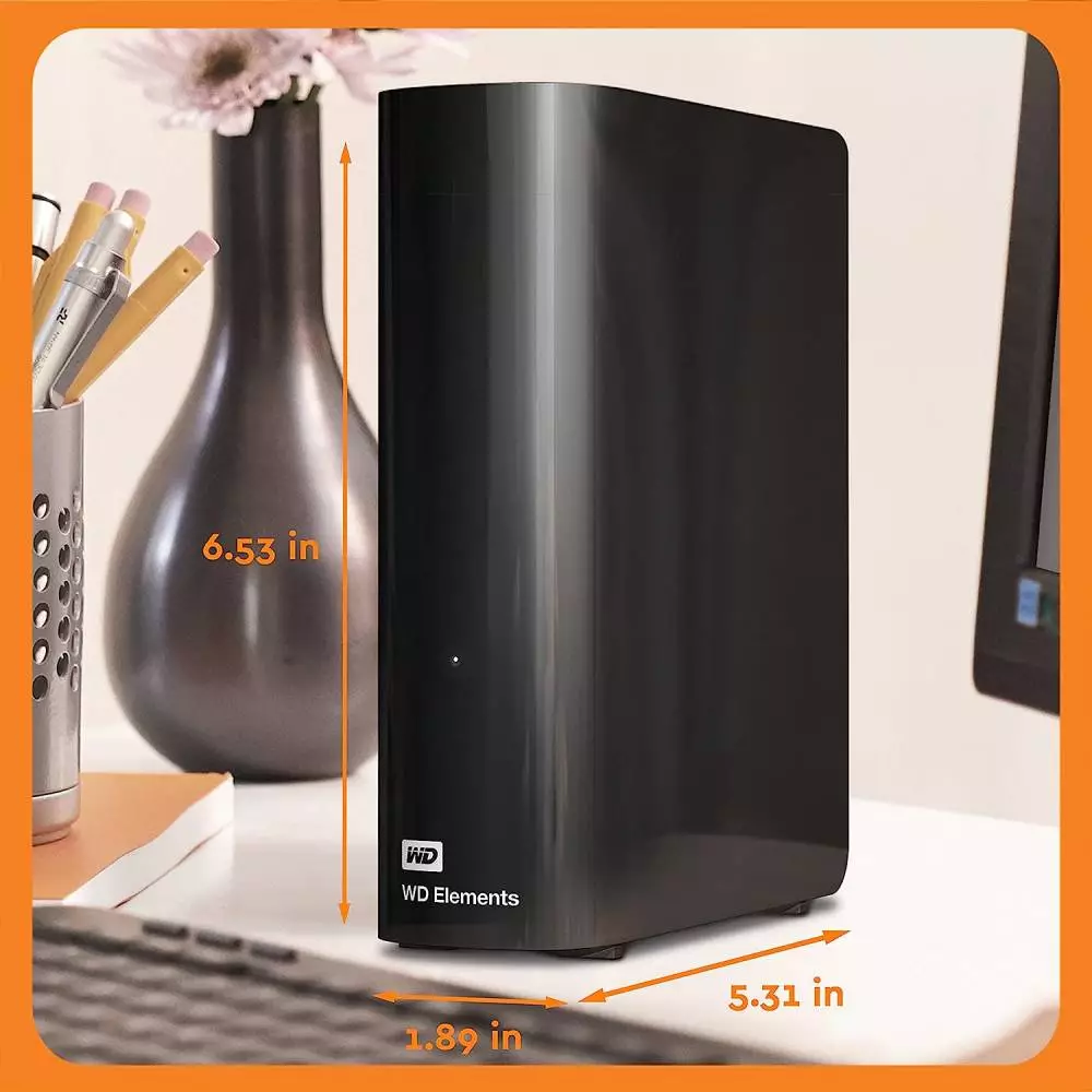 Външен диск WD Elements 6TB HDD, USB 3.0, 3.5", RTL, Black - WDBWLG0060HBK-EESN